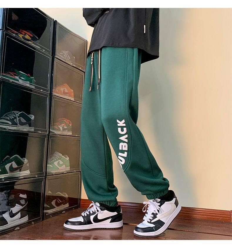 Drawstring Waist Lettering Print Harem Sweatpants Product Image