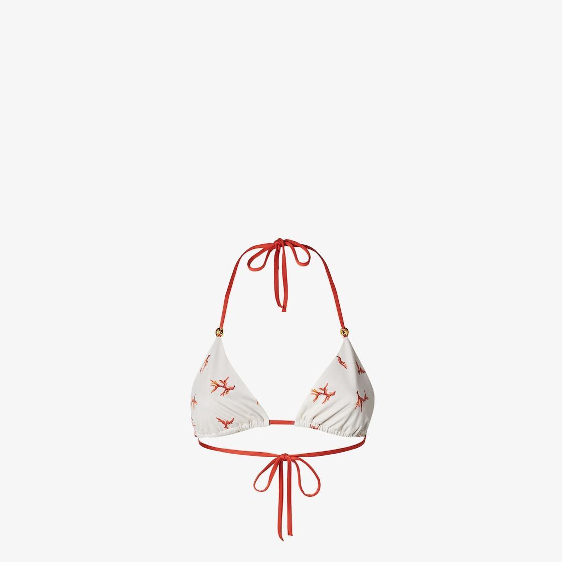 Bikini TopWhite Lycra® bikini top with coral print Product Image