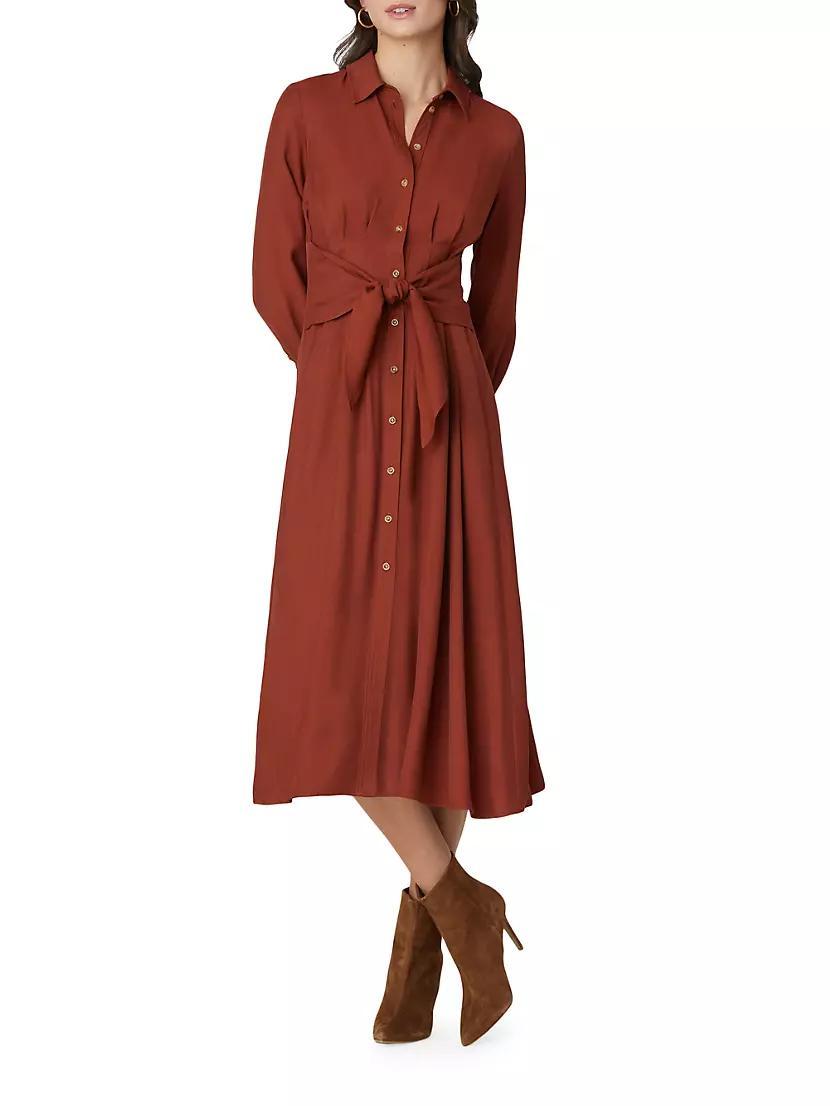 Andy Twill Crepe Tie-Waist Shirtdress Product Image