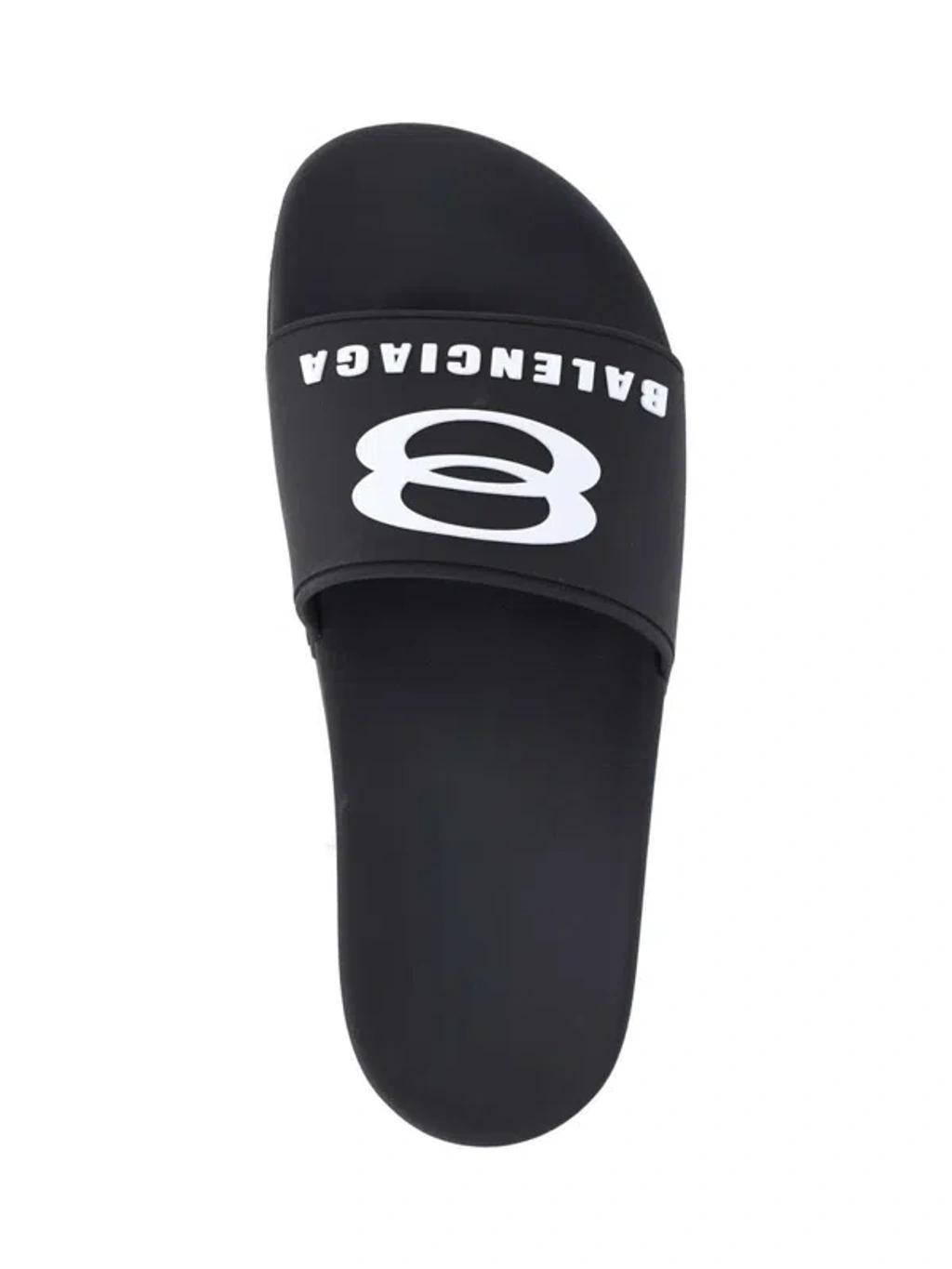 BALENCIAGA Rubber Slide Sandals For The Pool Men In Black White Product Image