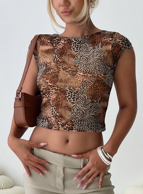 Tied In Short Sleeve Top Leopard Product Image