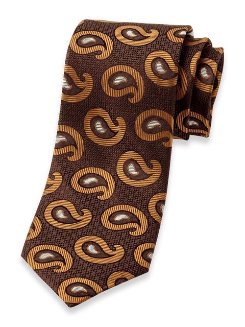 Paisley Deco Woven Silk Tie - Brown/gold Product Image