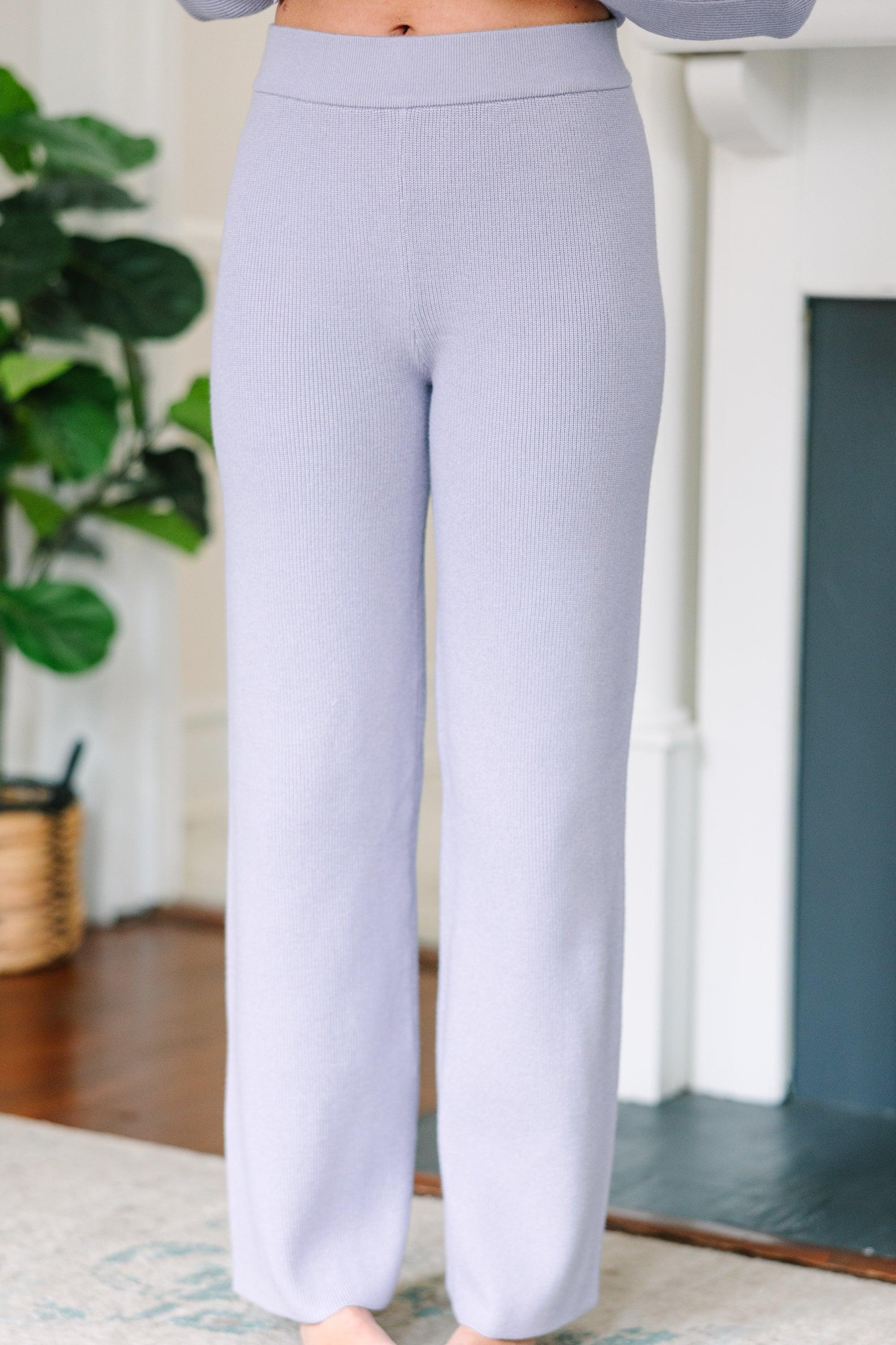 Just An Act Pale Blue Knit Pants Female Product Image