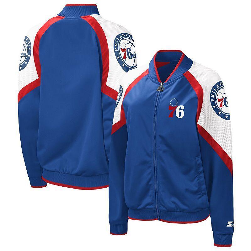 Womens Starter Royal Philadelphia 76Ers Fan Girl Satin Raglan Full-Zip Jacket - Royal Product Image