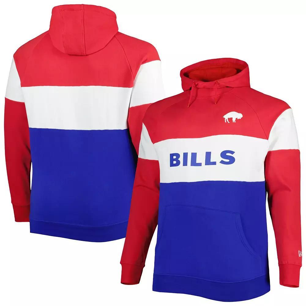 Men's New Era Royal Buffalo Bills Big & Tall Throwback Colorblock Raglan Pullover Hoodie, Size: 3XLT, Blue Product Image