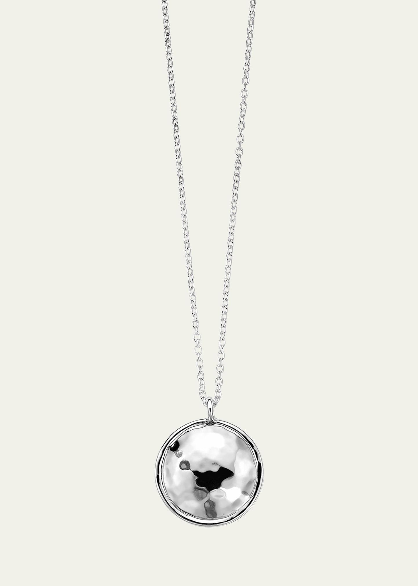 Womens Goddess Sterling Silver Small Hammered Pendant Necklace Product Image