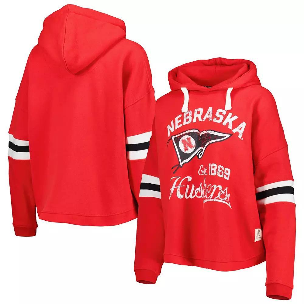 Women's Pressbox Scarlet Nebraska Huskers Super Pennant Pullover Hoodie,  Product Image