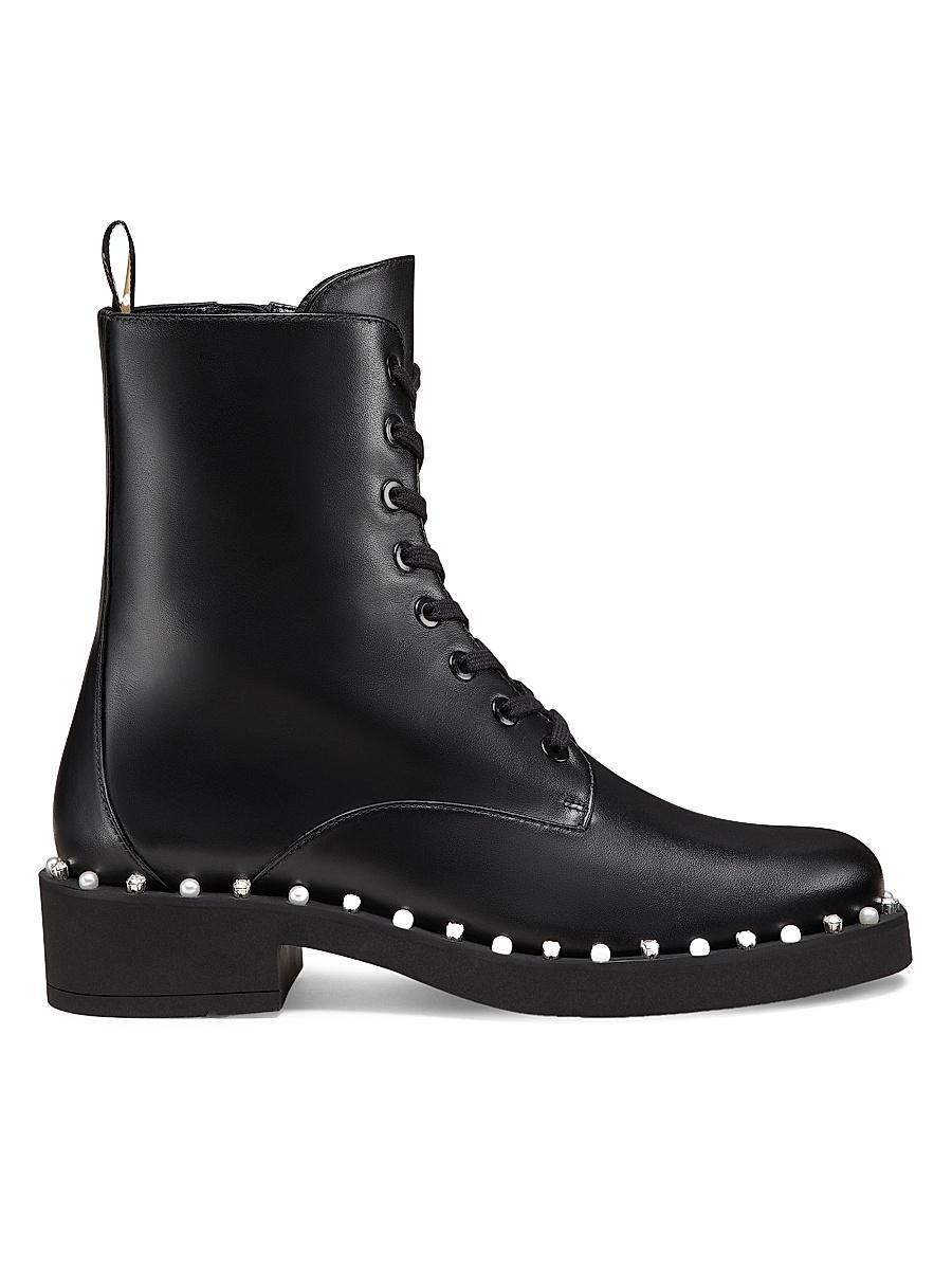 Womens Reverie Embellished Leather Lace-Up Booties Product Image