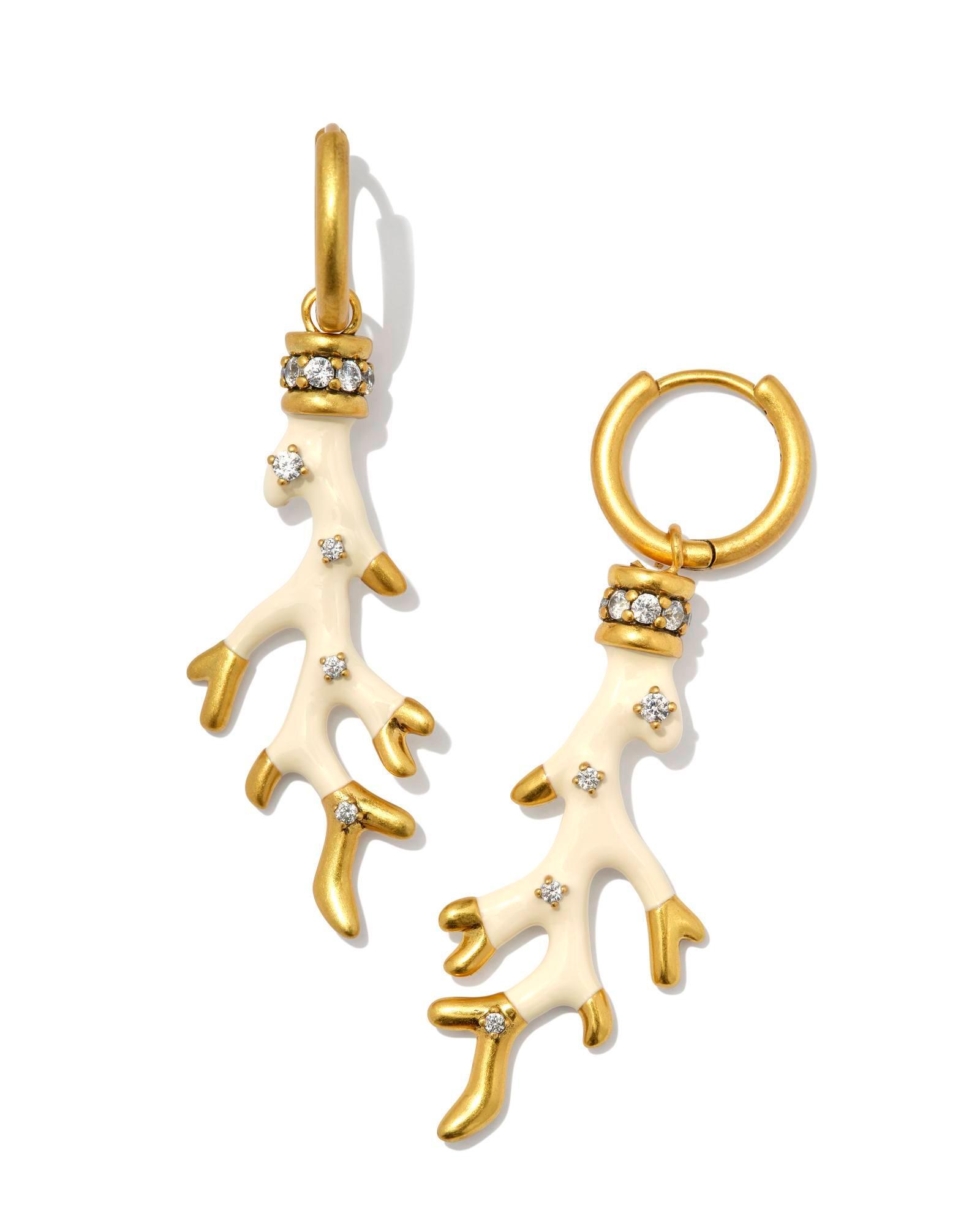 Shea Convertible Gold Huggie Earrings in Blush Enamel Product Image