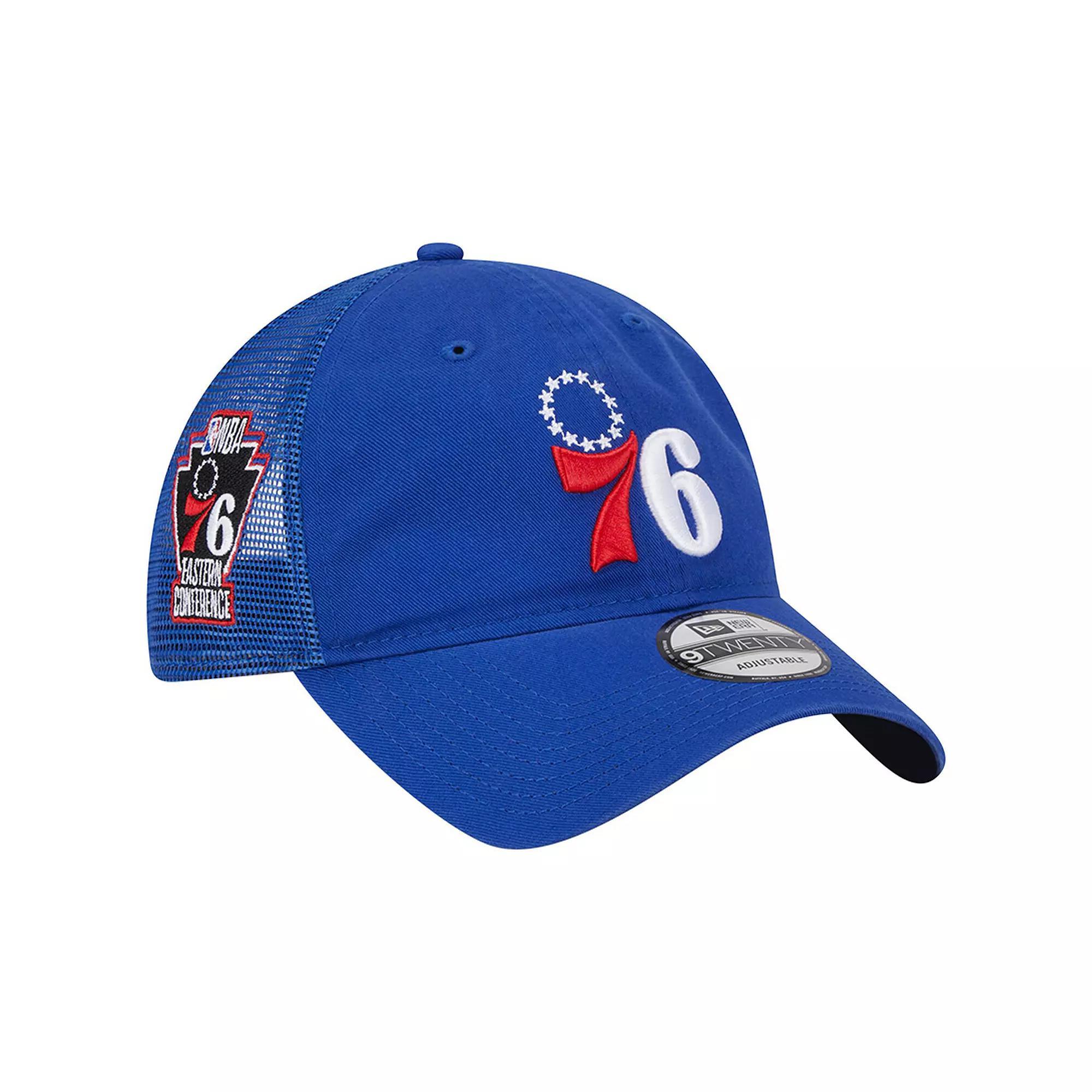 Men's New Era Royal Philadelphia 76ers Distinct Side Patch Trucker 9TWENTY Adjustable Hat, 76r Blue Product Image