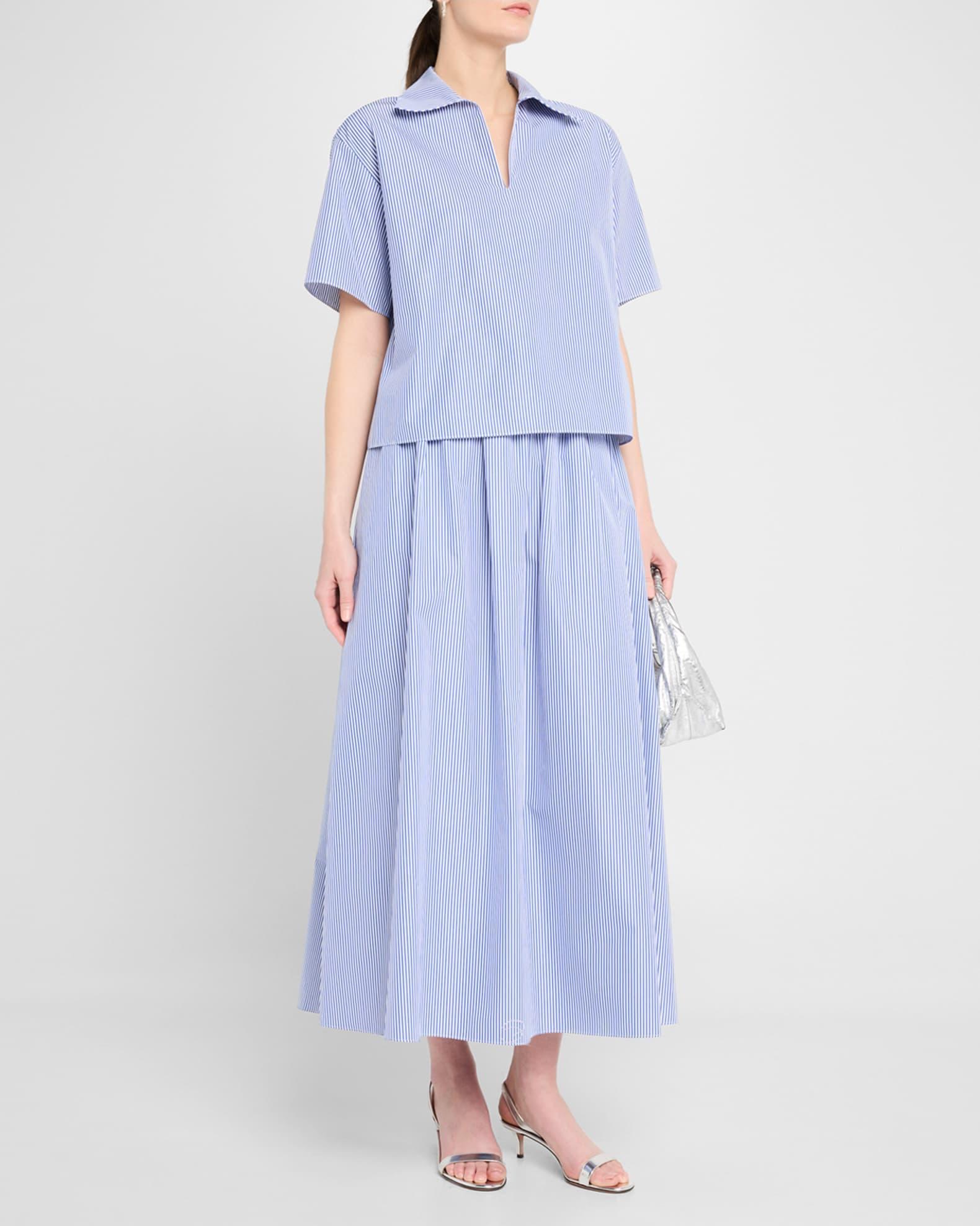 Striped Point-Collar Popover Blouse Product Image