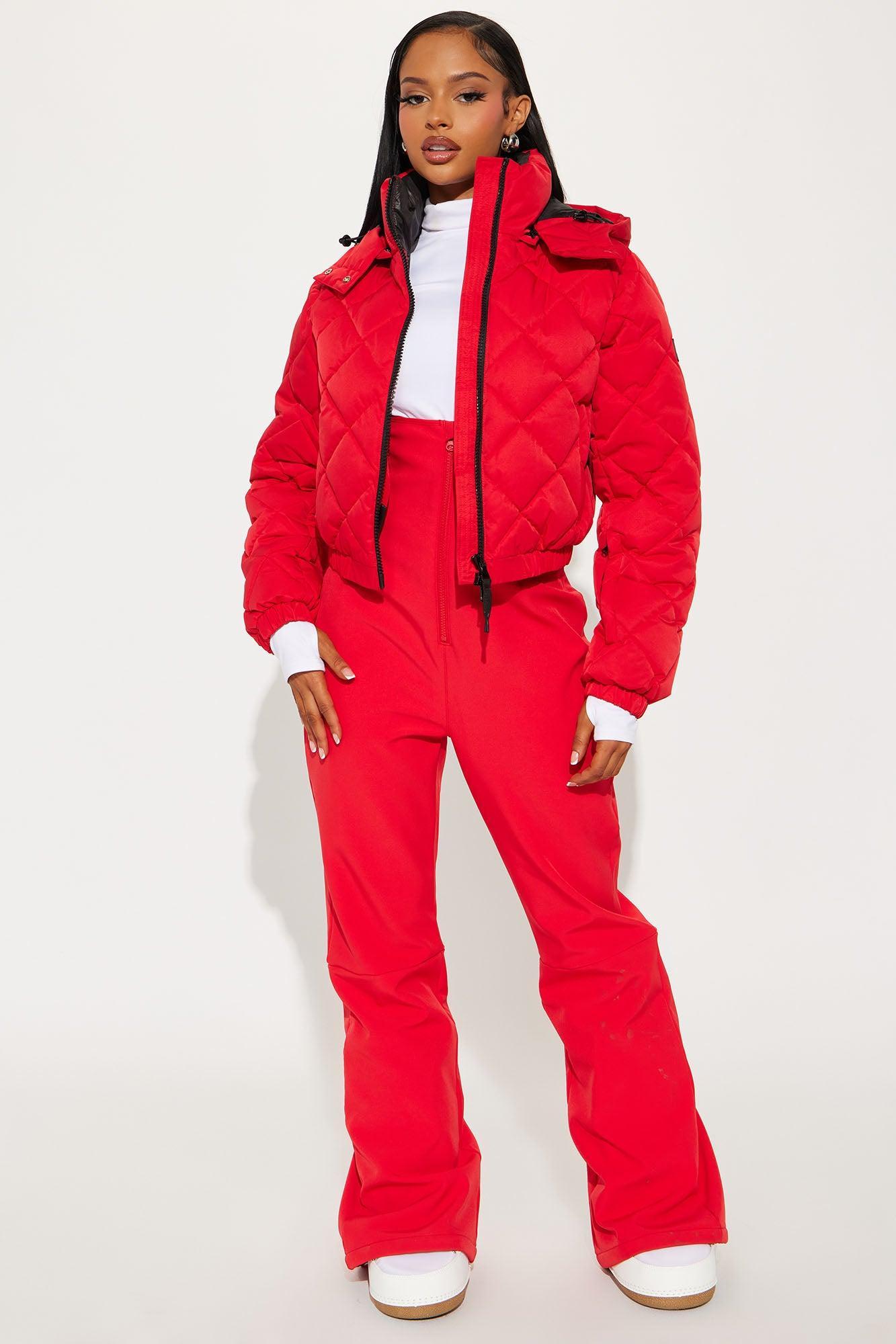 Snow Days Quilted Puffer Jacket - Red Product Image