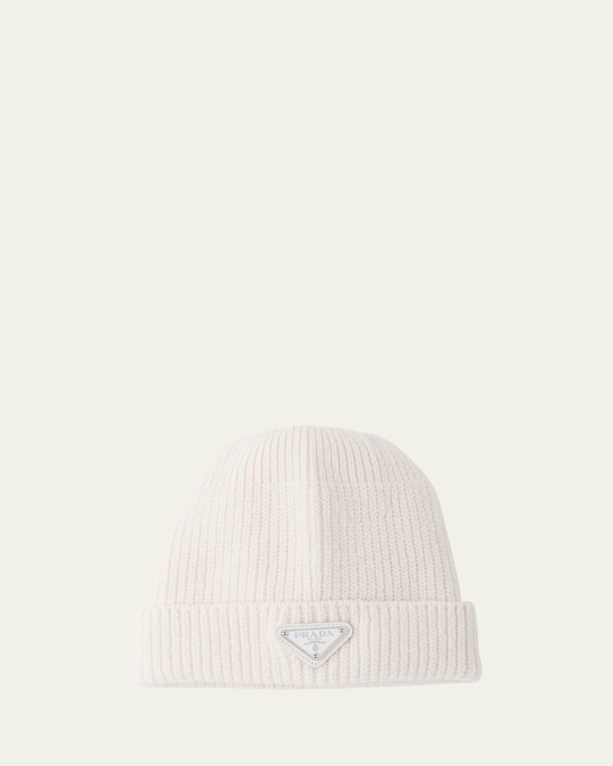 Mens Wool-Cashmere Ribbed Beanie Hat with Symbole Product Image