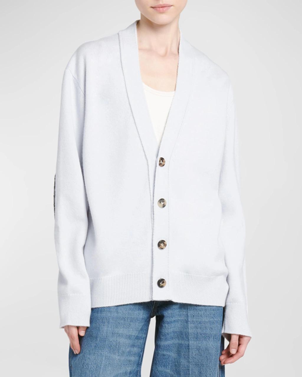 BOTTEGA VENETA Classic Cashmere Cardigan With Intrec Patches In Multicolor Product Image