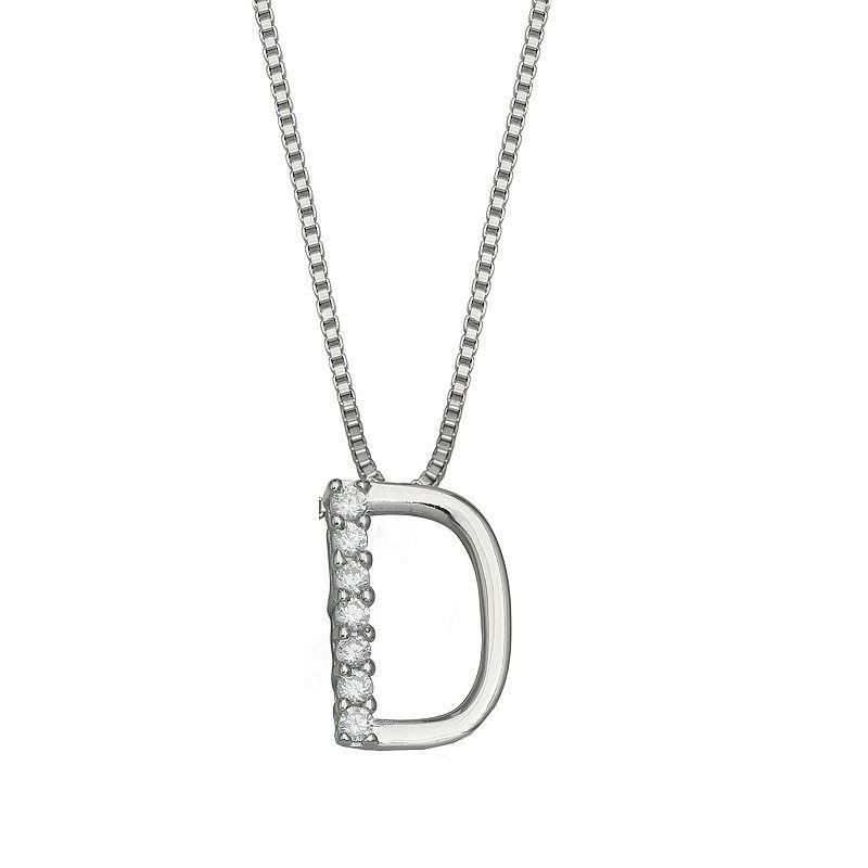 PRIMROSE Sterling Silver Cubic Zirconia Initial Pendant Necklace, Womens Silver Tone B Product Image