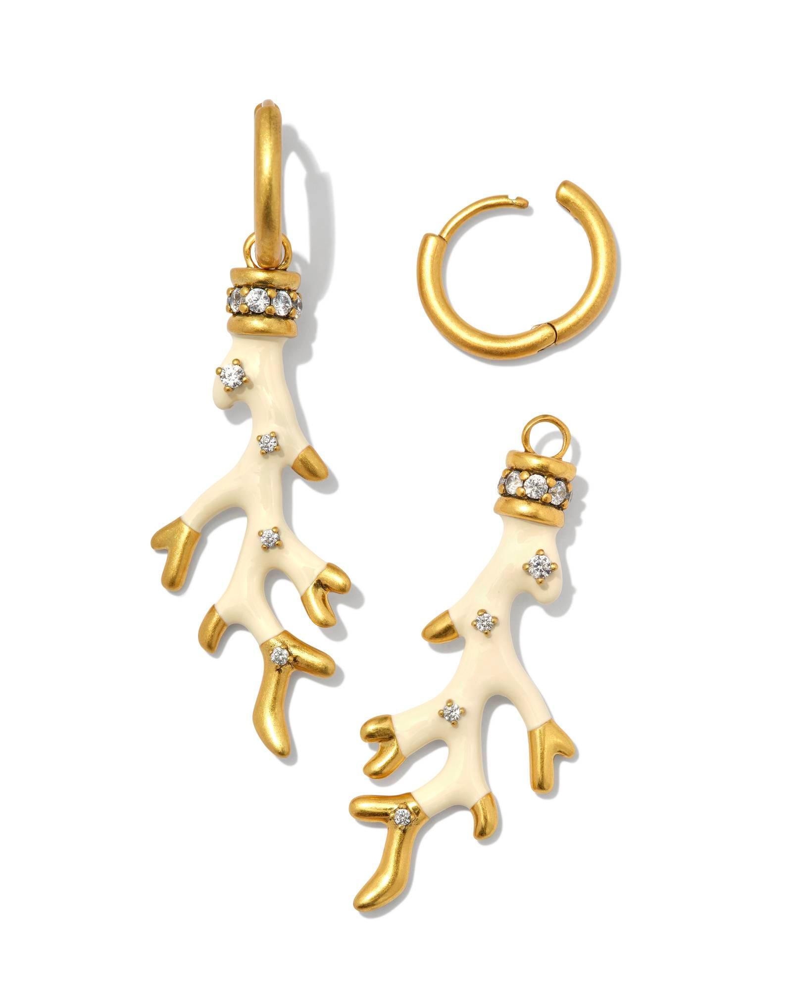 Shea Convertible Gold Huggie Earrings in Blush Enamel Product Image