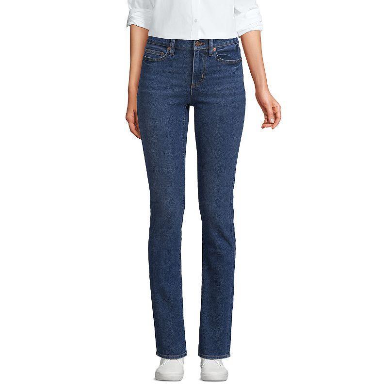 Women's Lands' End Mid-Rise Straight Leg Jeans, Size: 18X32, Mellow Blue Product Image