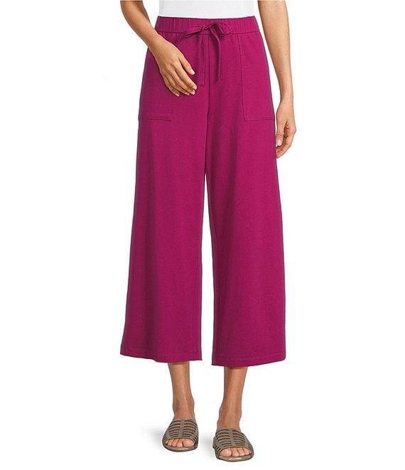 Eileen Fisher Stretch Organic Cotton Blend Jersey Straight Leg Pull-On Ankle Pants Product Image