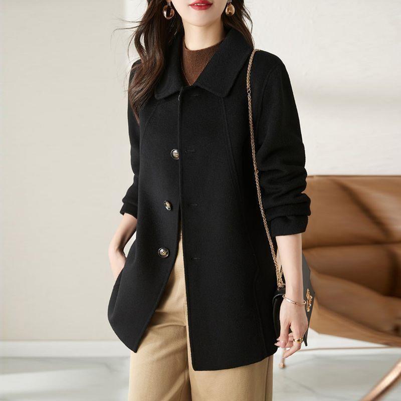 Collared Plain Button Coat Product Image