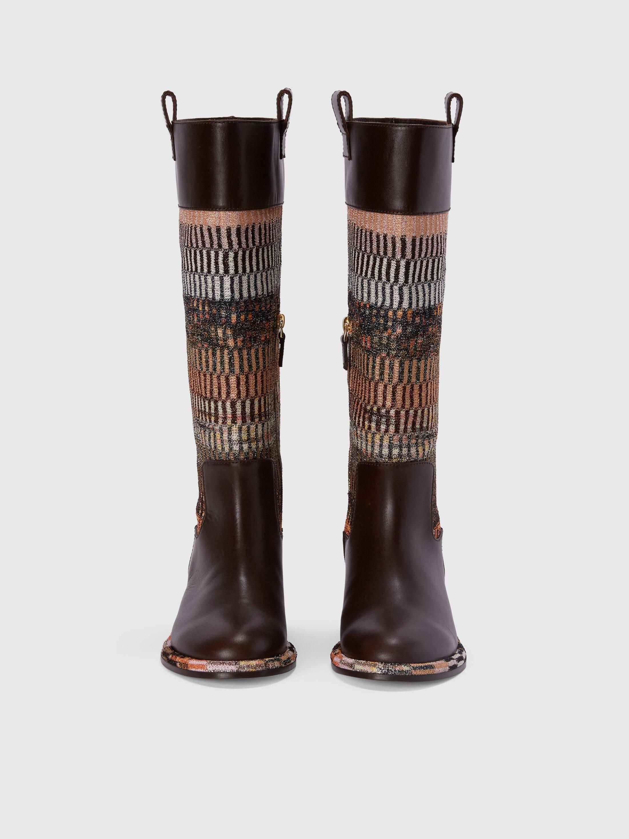 Leather boots with lamé fabric insert Product Image