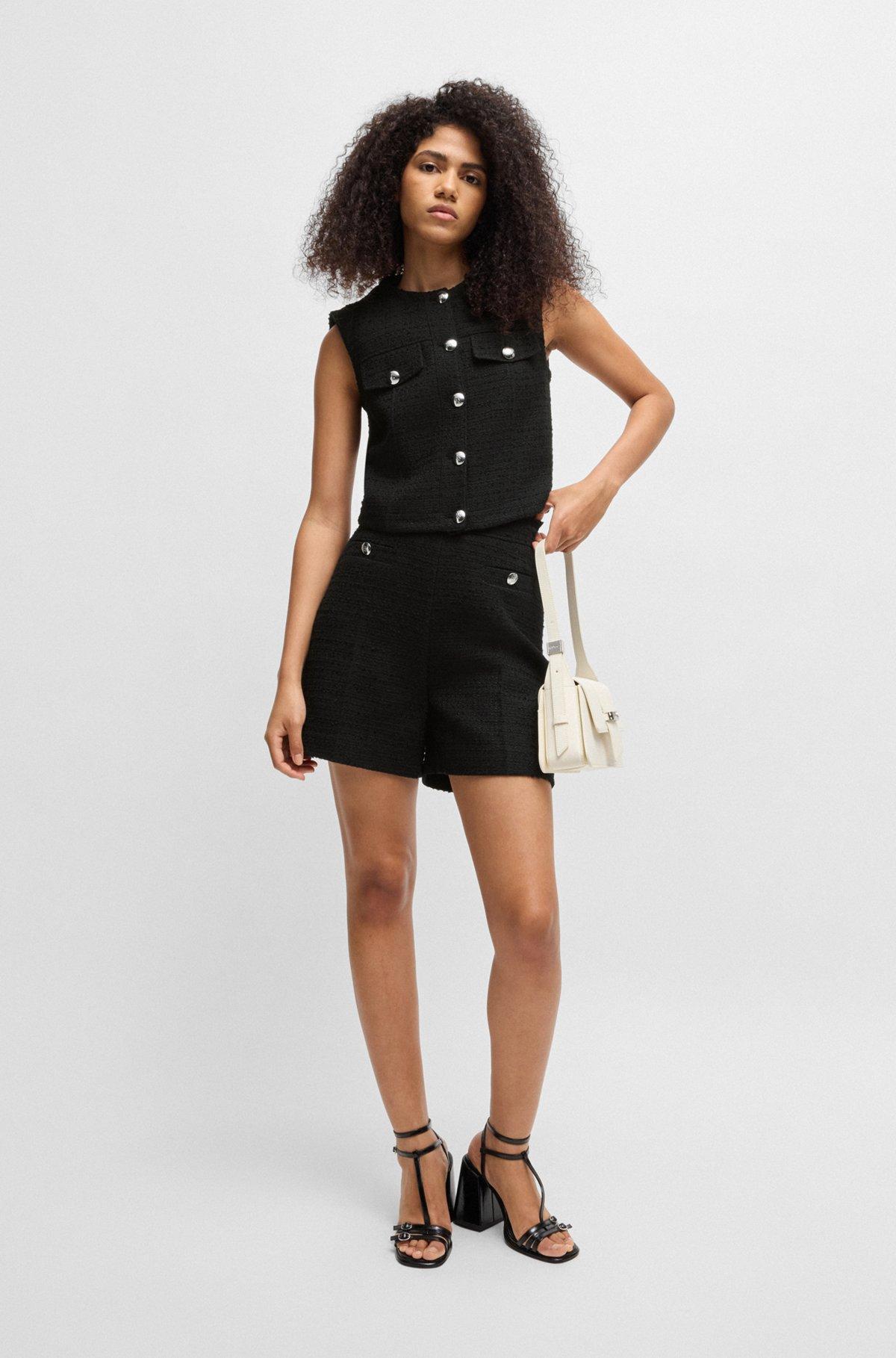 Regular-fit waistcoat in bouclé fabric Product Image