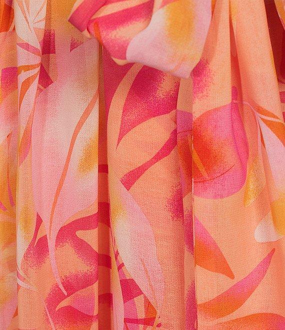 Alex Marie Laurel Printed Crinkle Chiffon Long Sleeve A-Line Dress Product Image