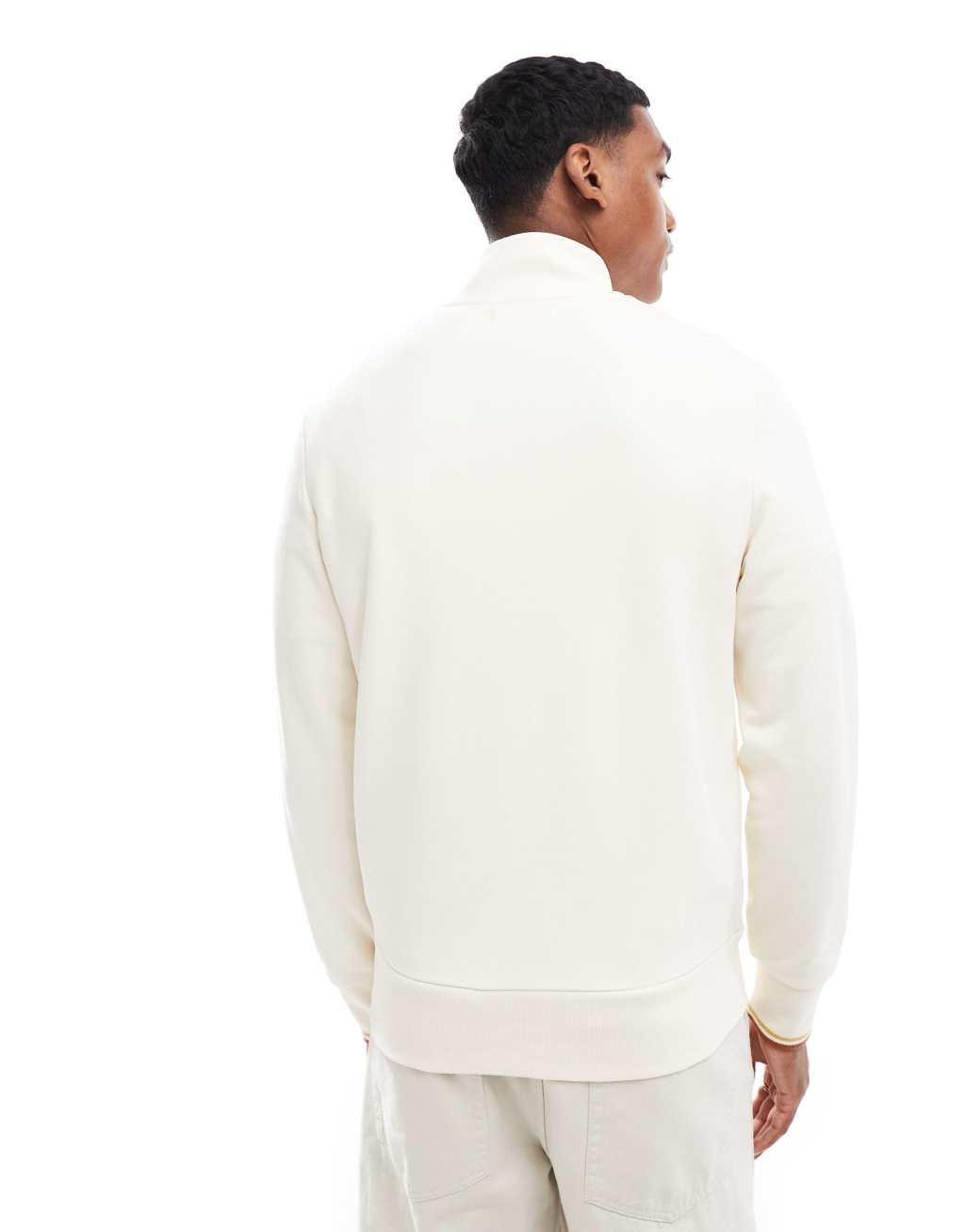 Fred Perry half zip sweatshirt in off white Product Image