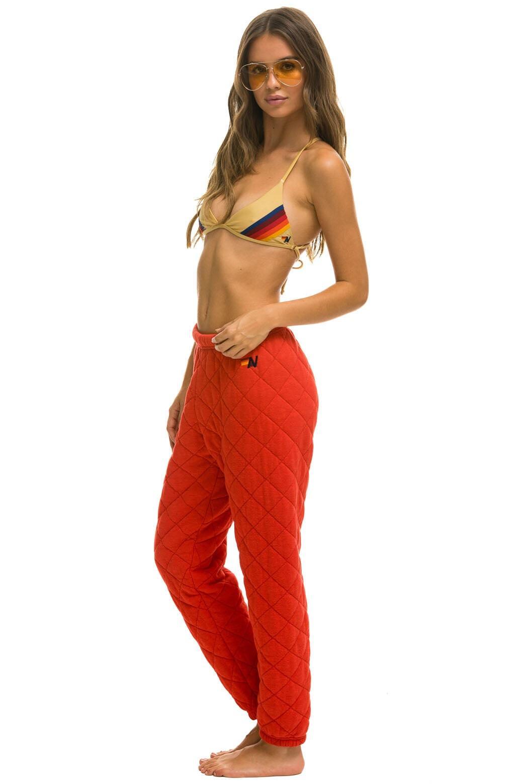 QUILTED SWEATPANTS - RED Female Product Image