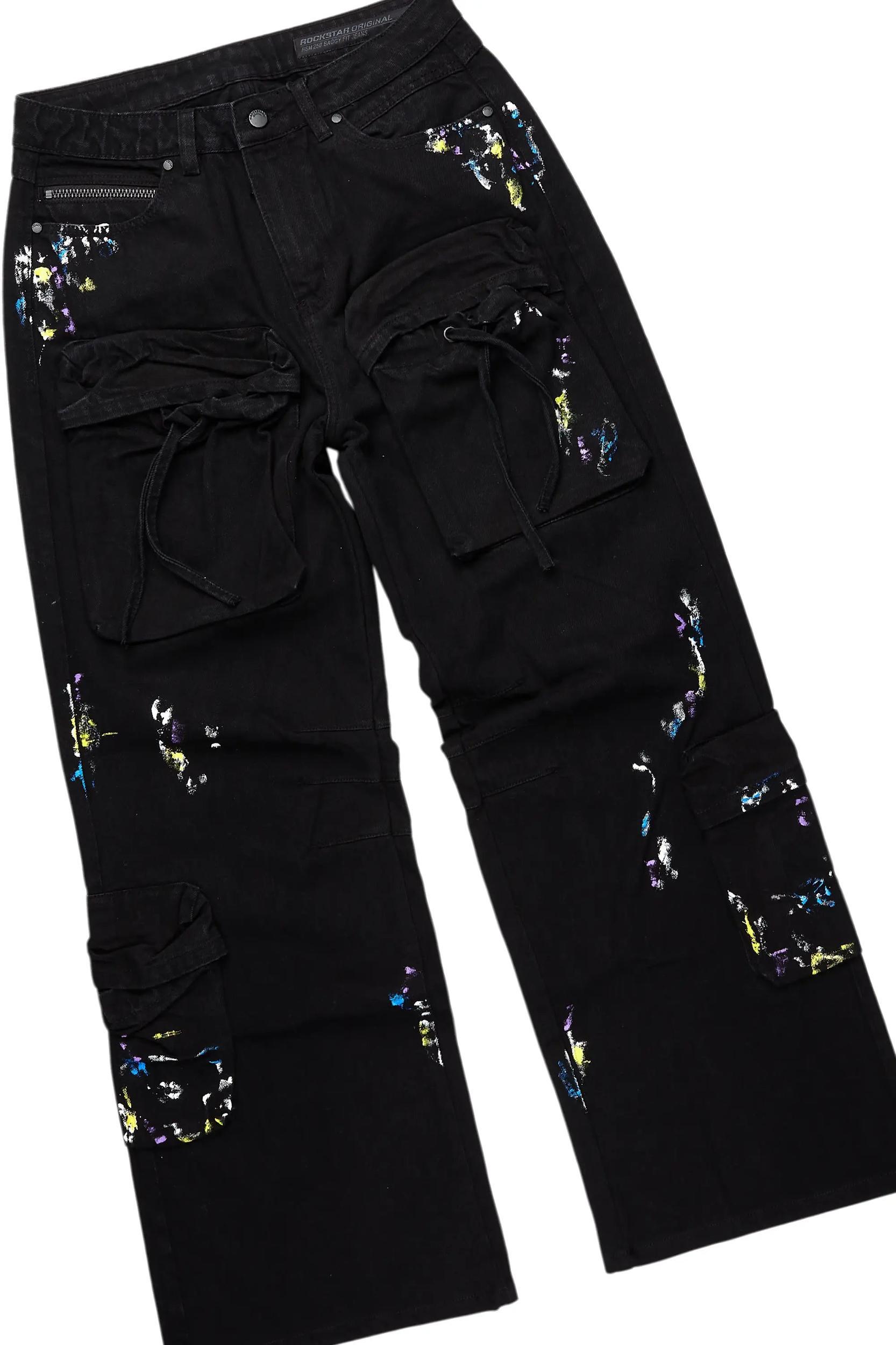 Darken Black Hoodie/Baggy Fit Cargo Jean Set Male Product Image