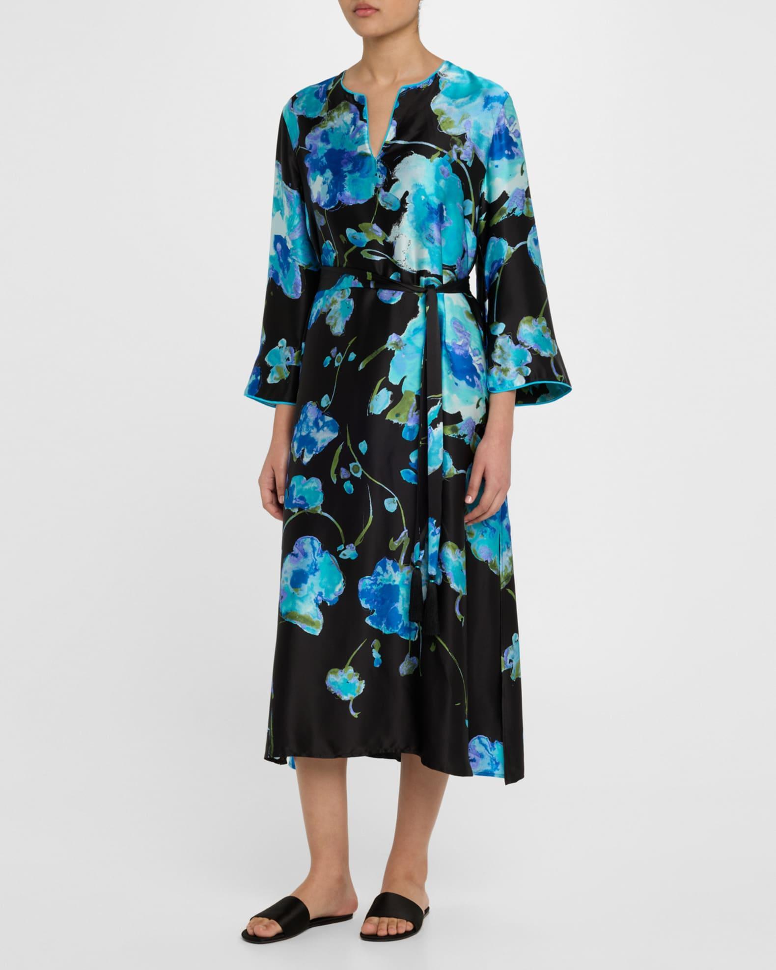 Sakura Matsuri Floral-Print Silk Midi Dress Product Image