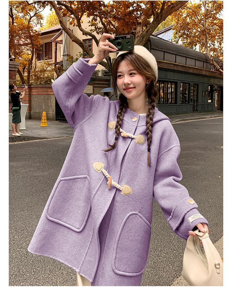 Plain Hooded Toggle Coat Product Image