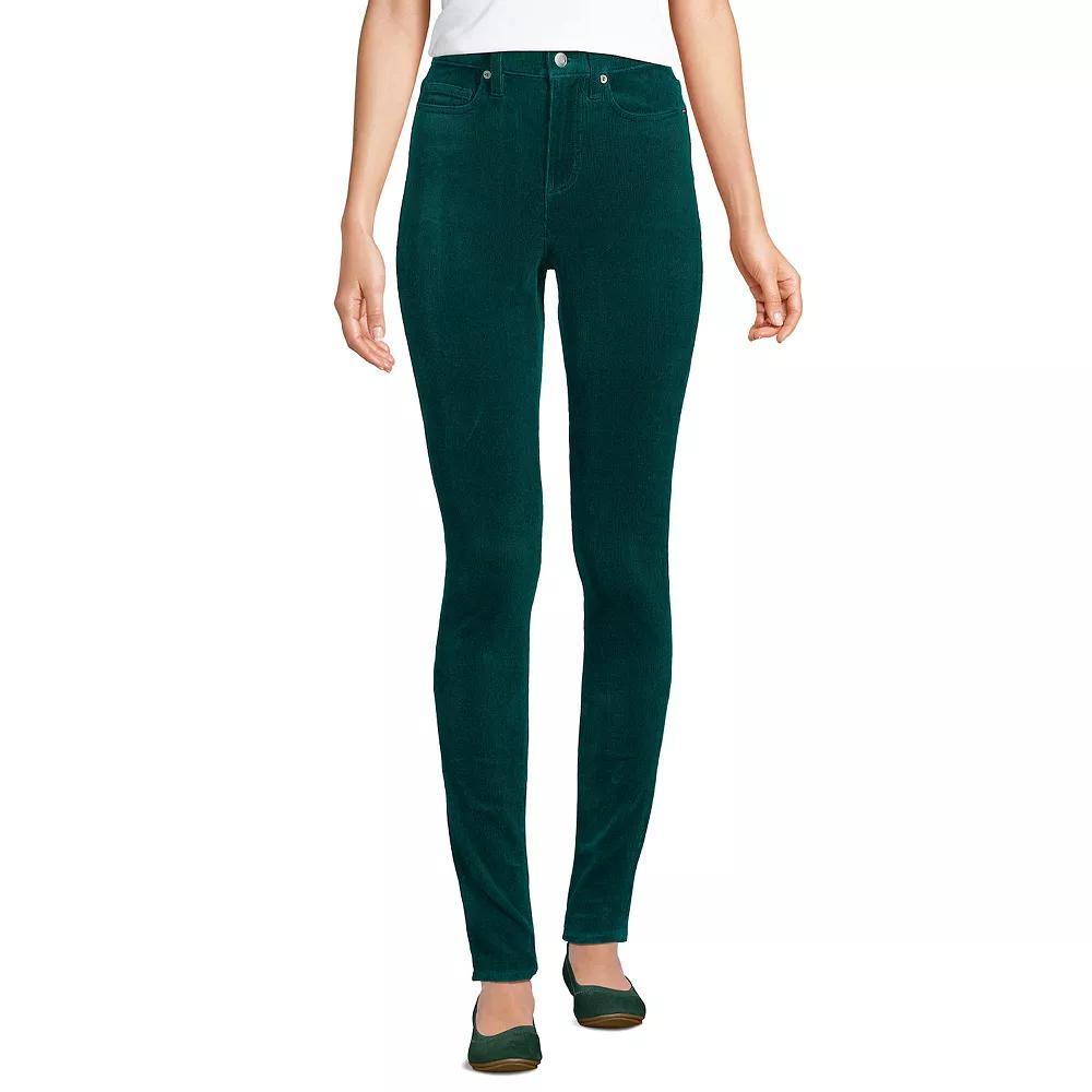 Women's Lands' End Slim High Waisted Corduroy Pants, Size: 12, Deep Green Product Image