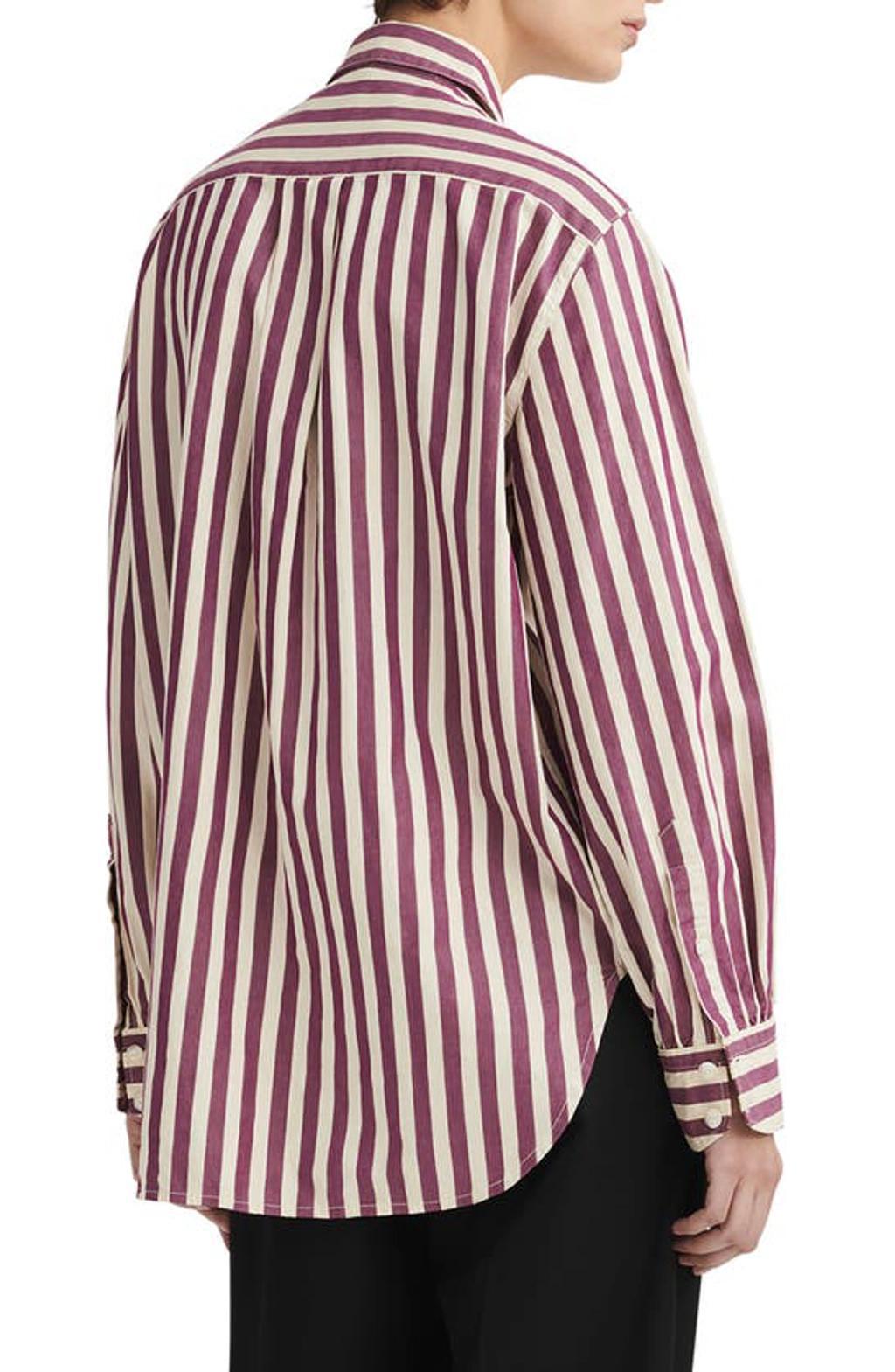 Maxine Stripe Cotton Shirt In Purple Stripe Product Image