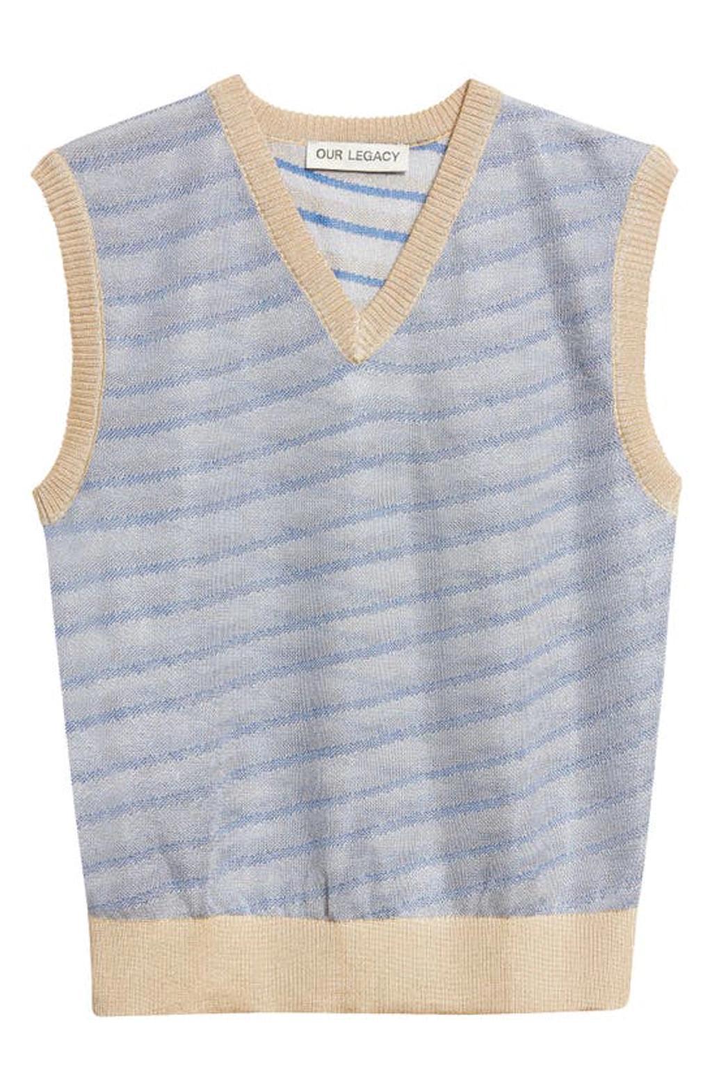 OUR LEGACY Static Stripes Knitted Vest Blue Product Image