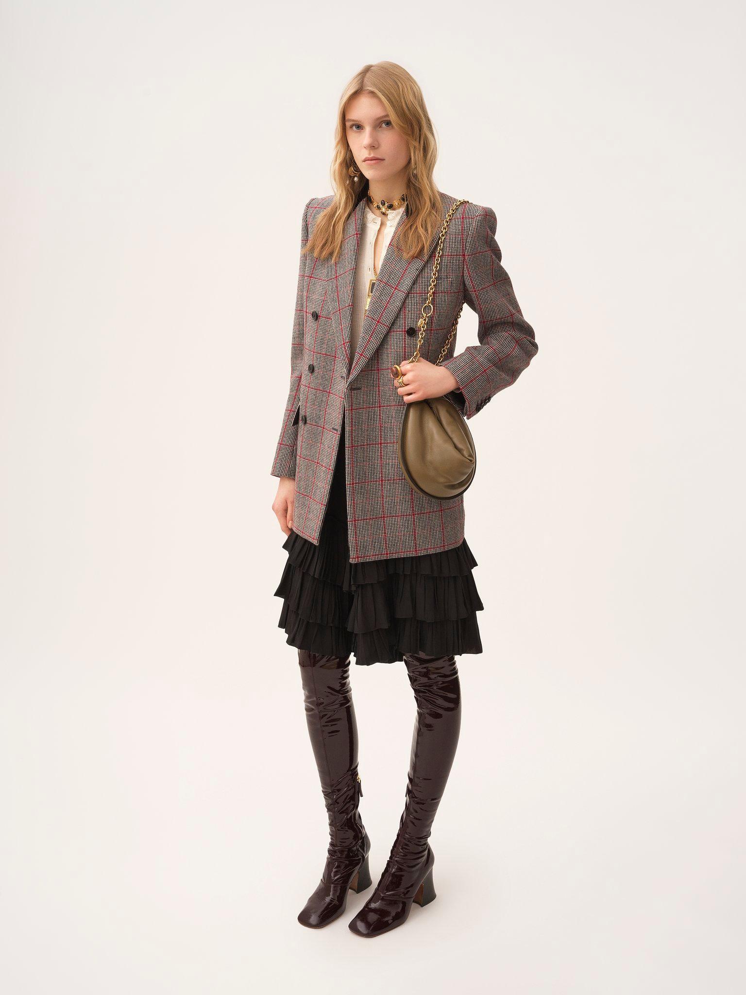 Double-breasted tailored jacket in wool check Product Image