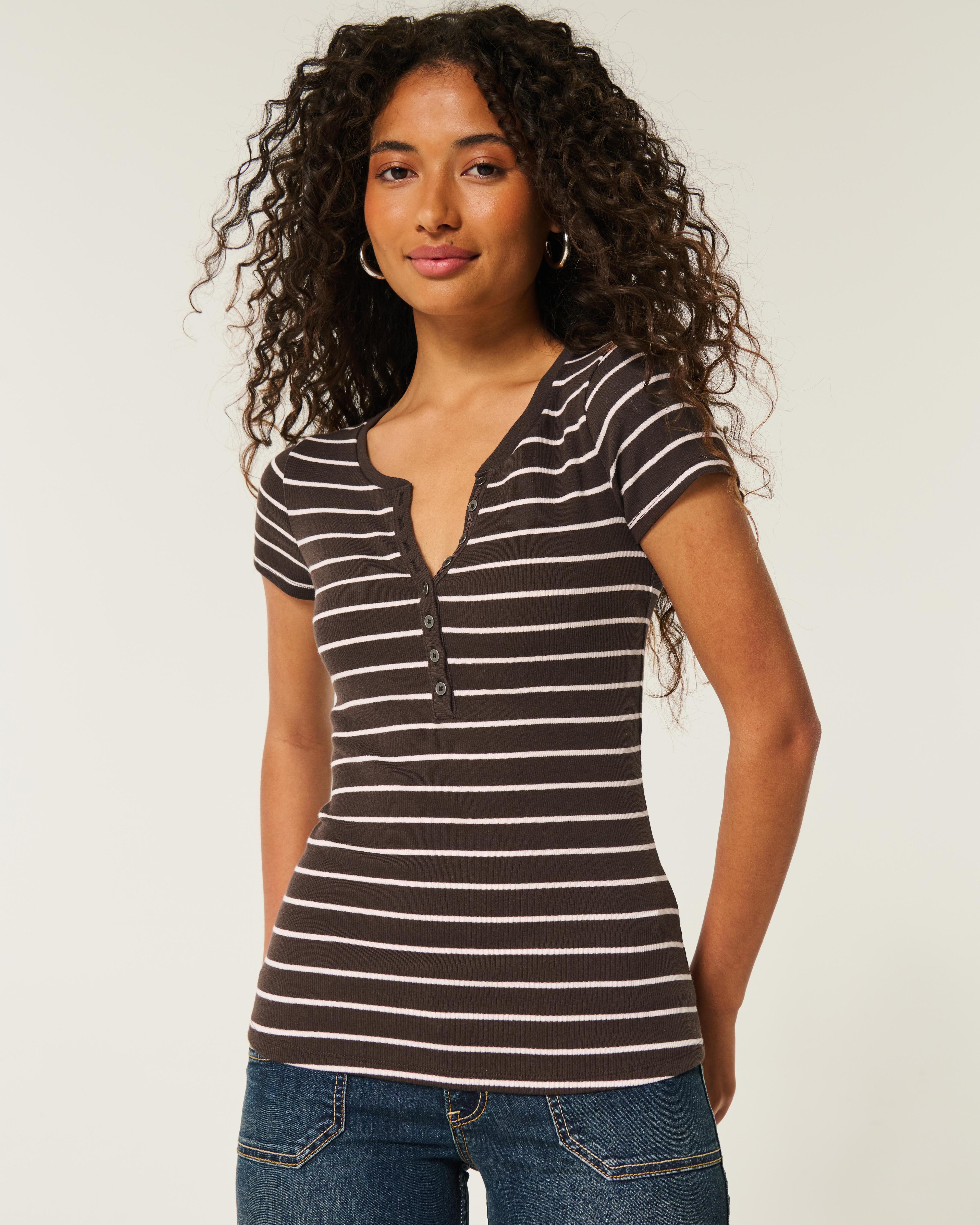 Ribbed Short-Sleeve Henley Product Image