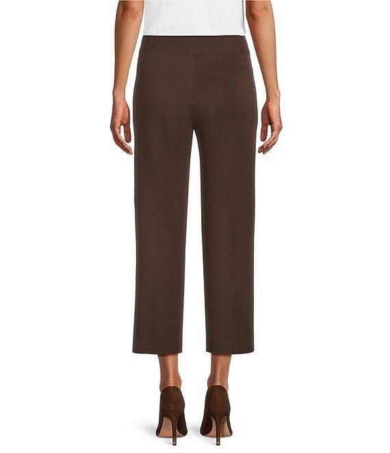 Ming Wang Woven Slim Straight Leg Elastic Waist Cropped Pull-On Pants Product Image