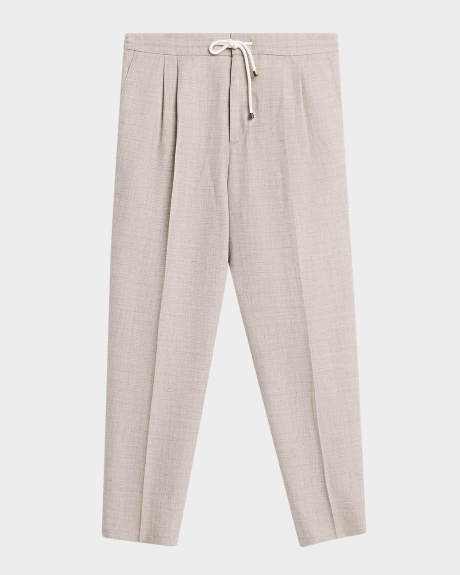 Men's Double-Pleated Drawstring Pants Product Image