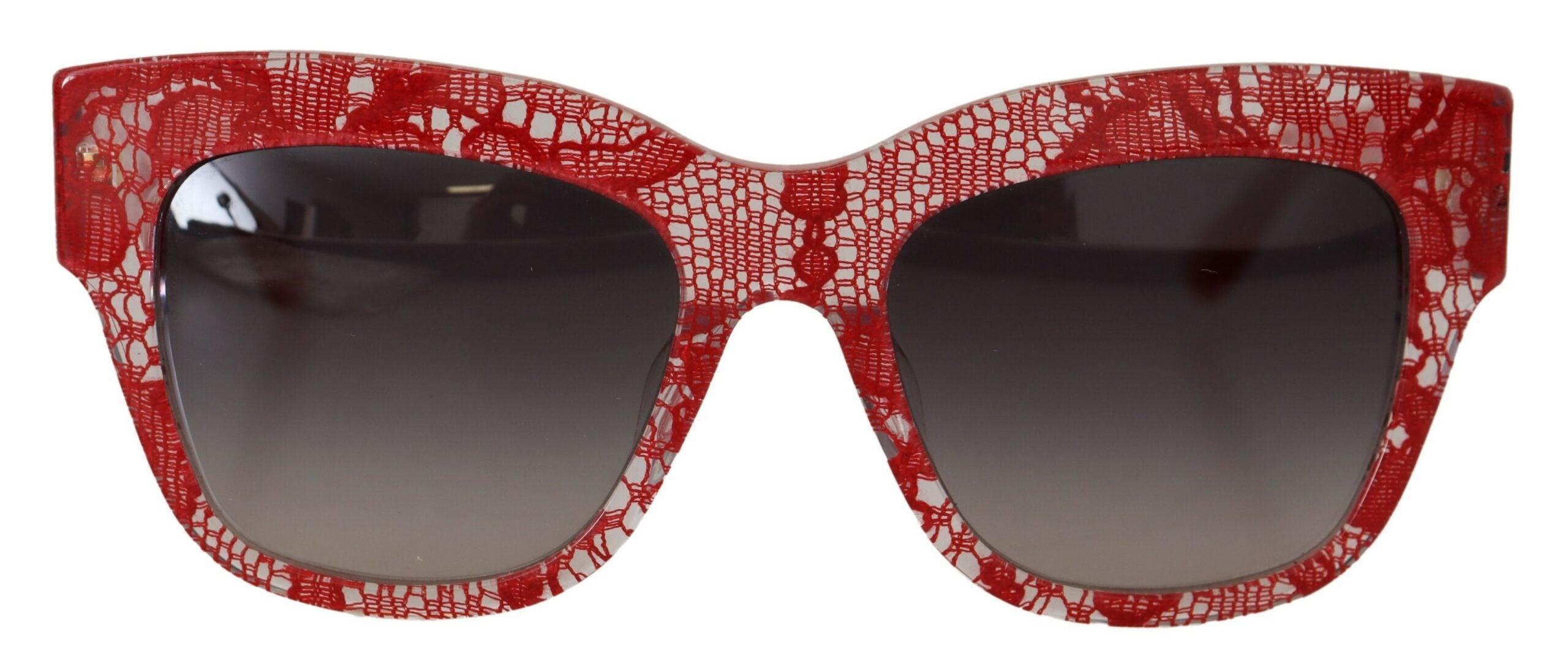 DOLCE & GABBANA Elegant Red Lace Detail Sunglasses In Multi Product Image