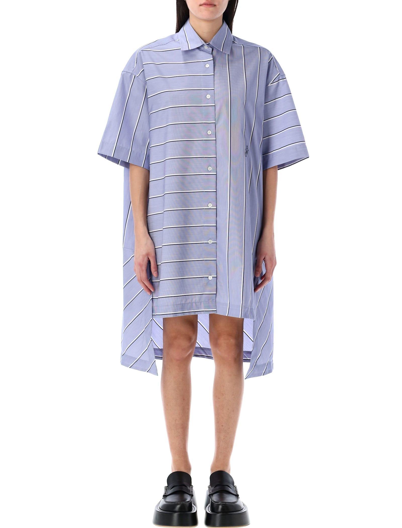 JW ANDERSON Blue Stepped Hem Shirt Minidress In Glacier Blue Product Image