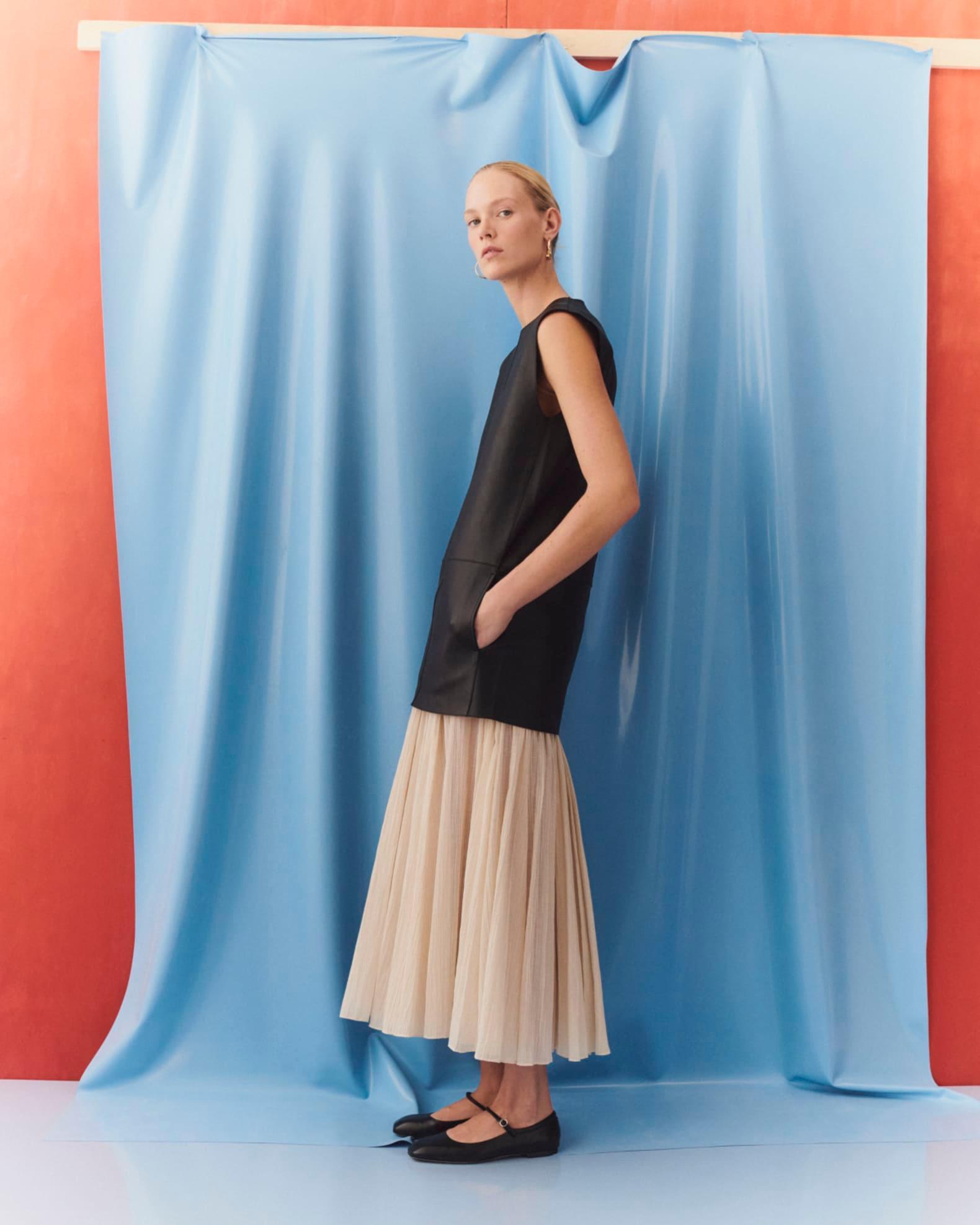 Crinkled Plisse Maxi Skirt Product Image