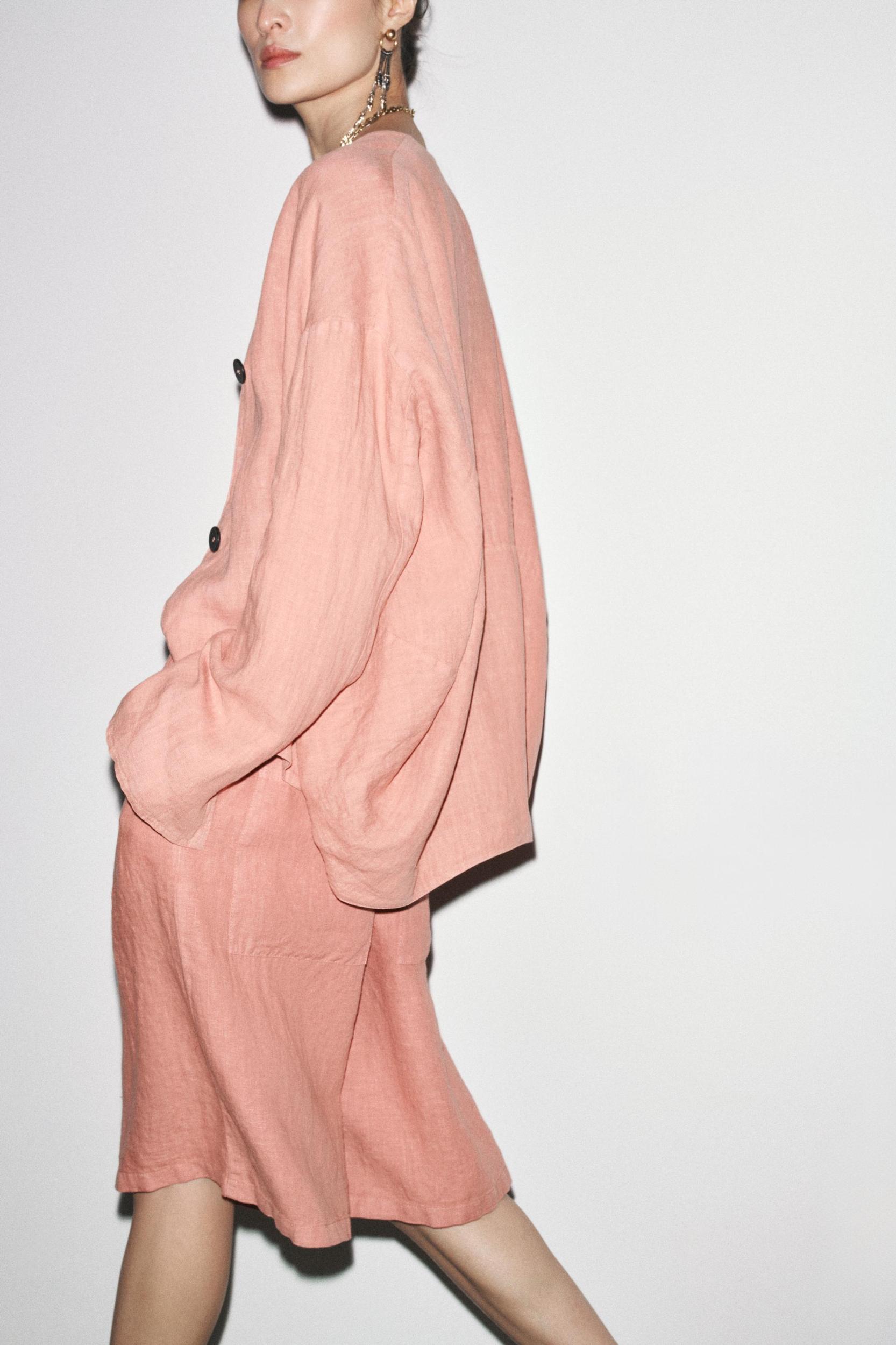 ZW COLLECTION 100% LINEN LONG BERMUDA SHORTS Product Image