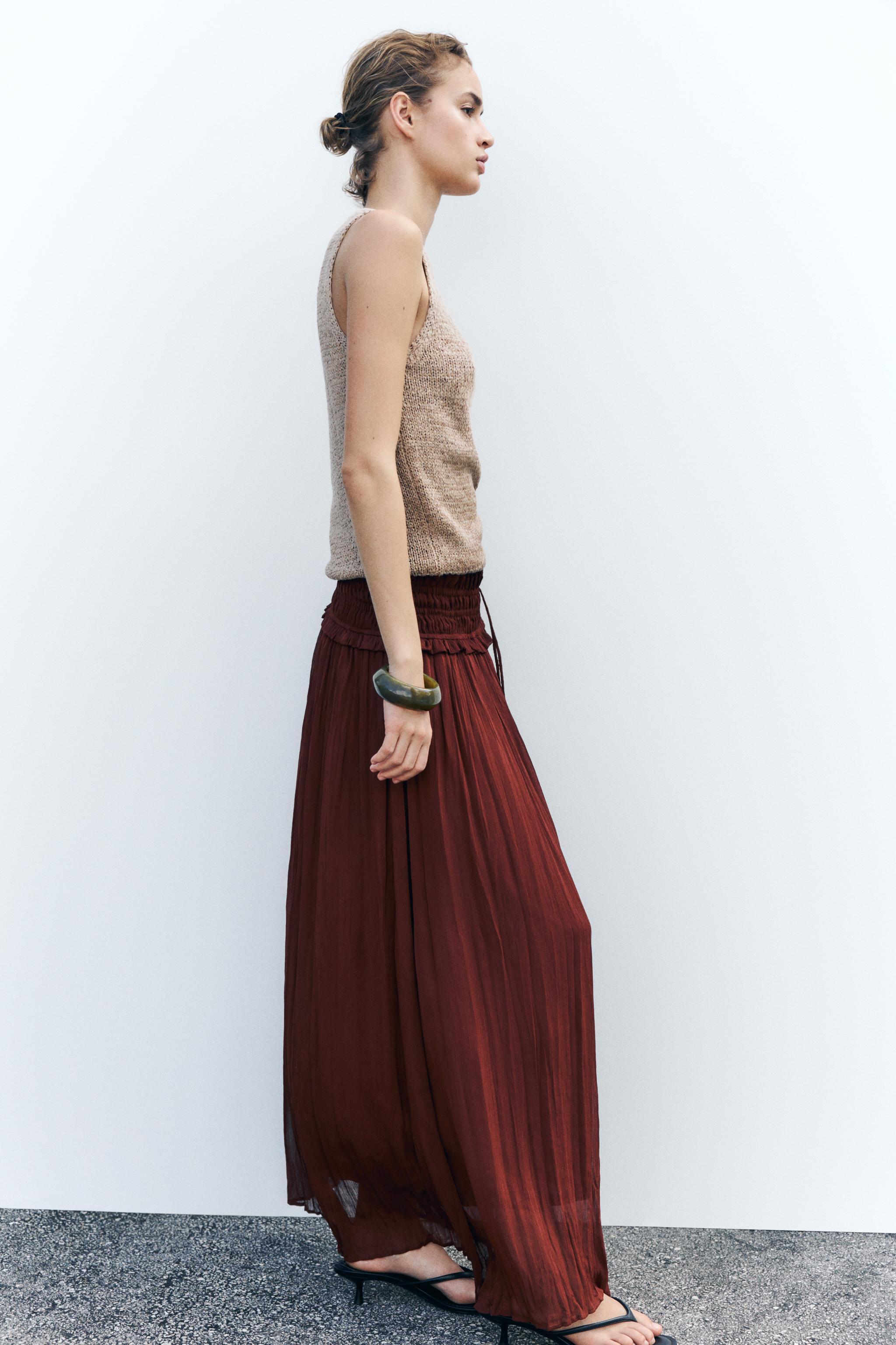 WIDE ELASTIC WAISTBAND MIDI SKIRT Product Image