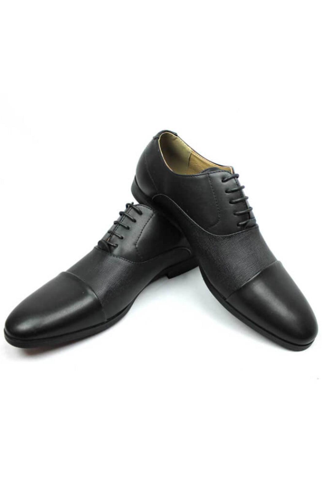 Black Two Tone Cap Toe Dress Shoes Product Image