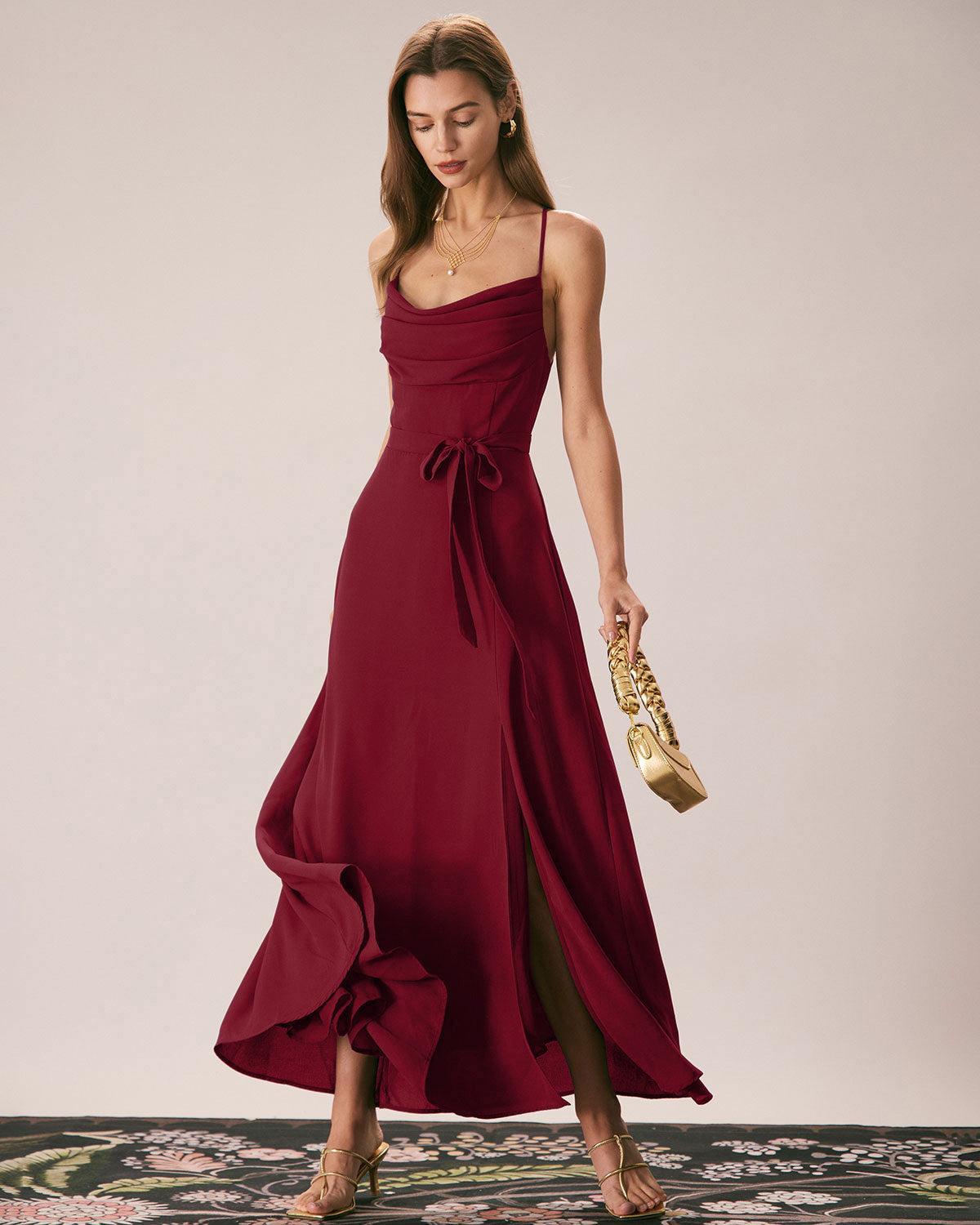 The Navy Cowl Neck Cutout Back Maxi Dress Product Image