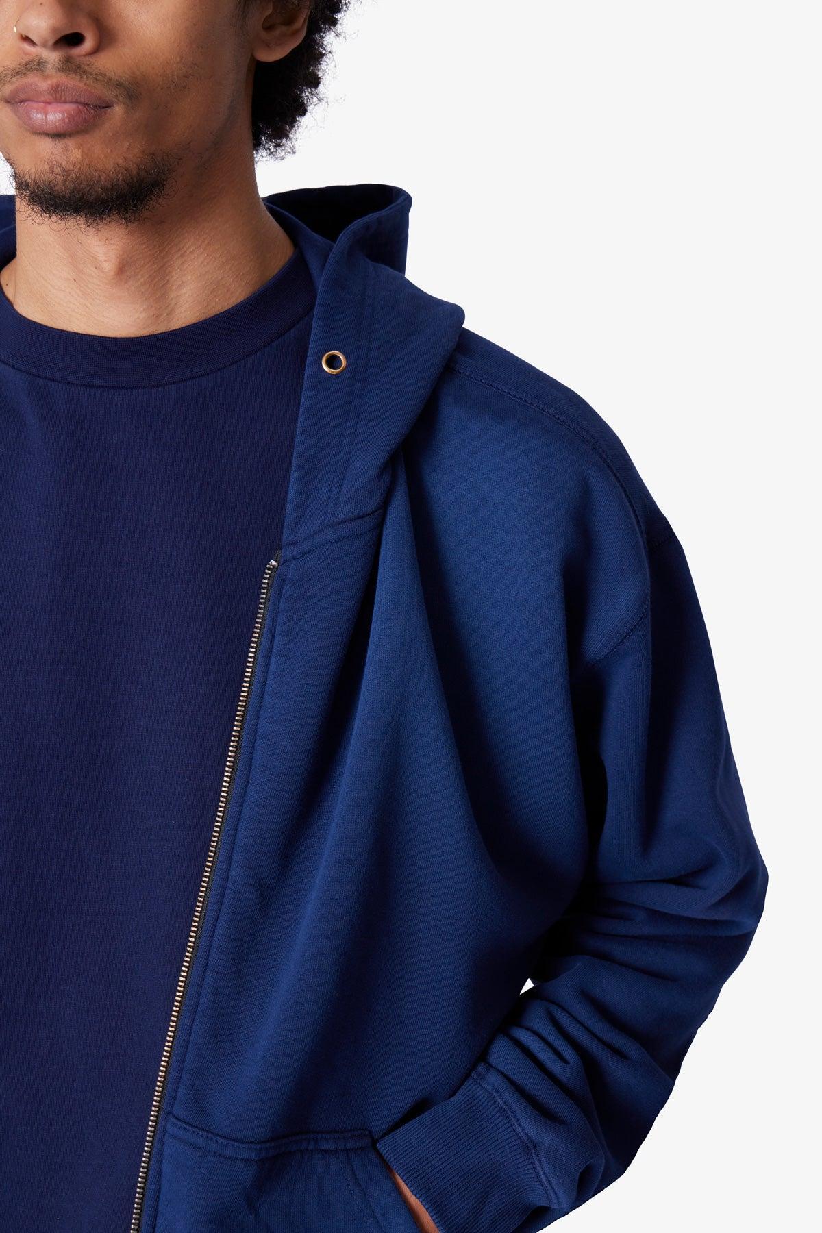 Faded Basic Zip Up Hoodie - Navy Product Image