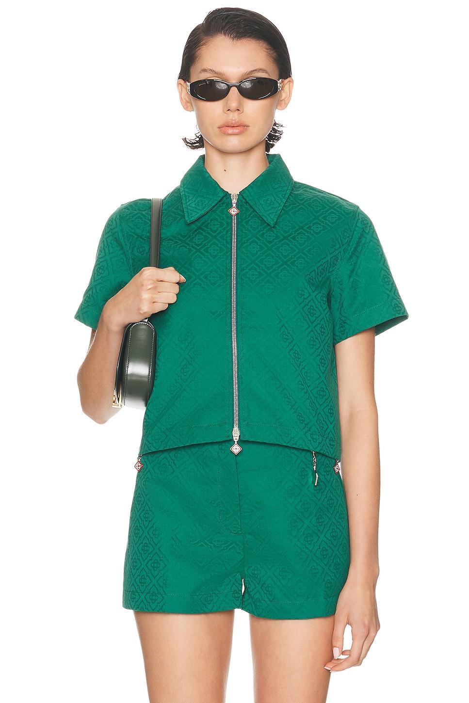 Cropped Monogram Zip Up Shirt Product Image