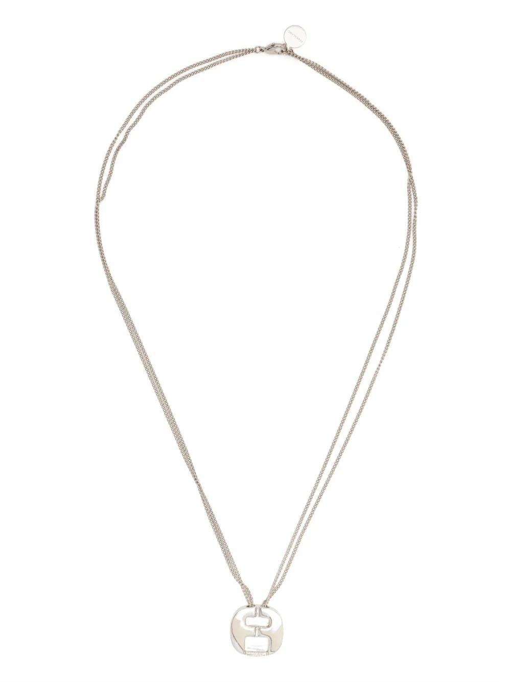 FERRAGAMO Logo-engraved Pendant Necklace In Silver Product Image