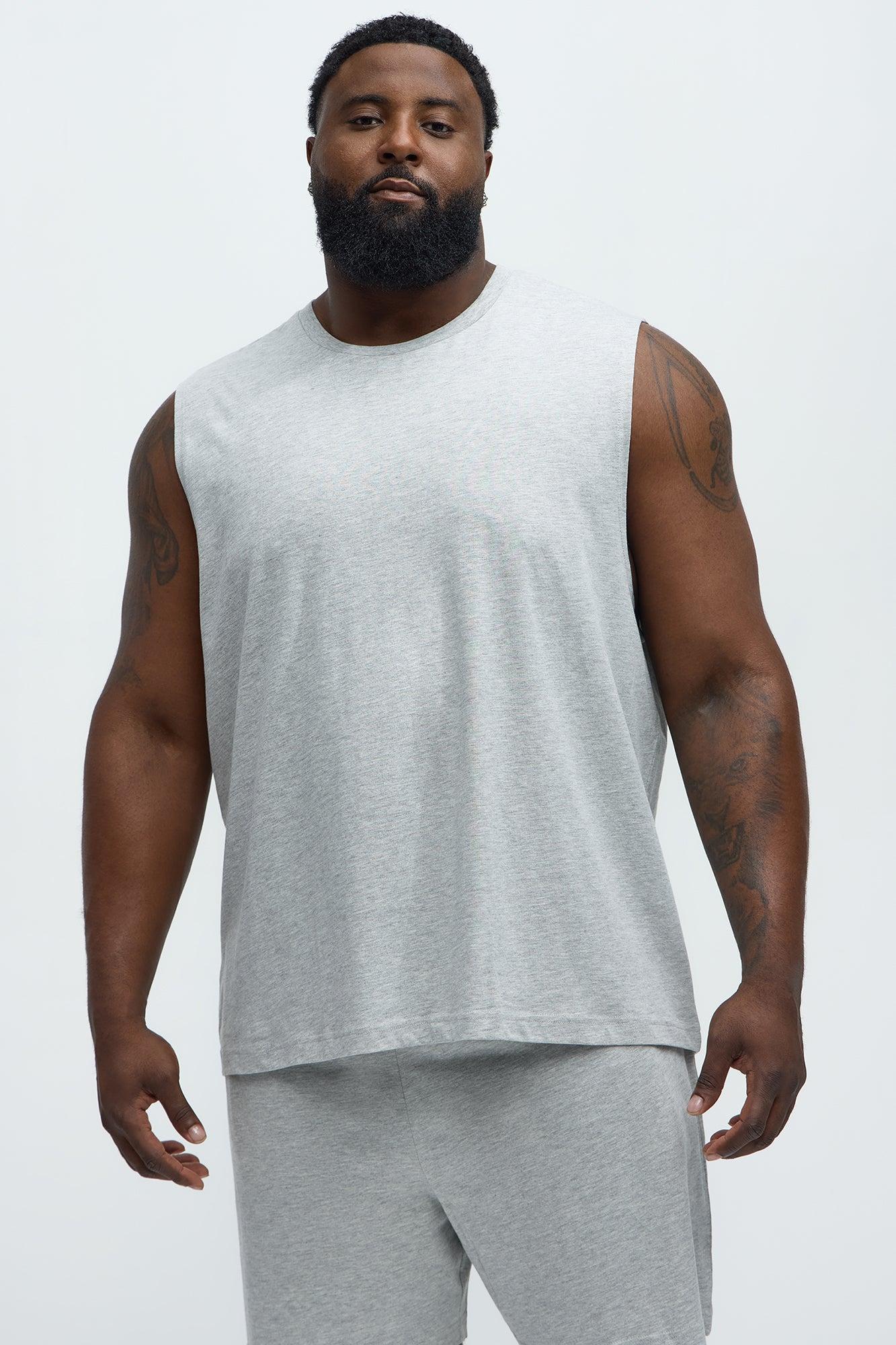Essential Cotton Lounge Sleeveless Muscle Tee - Heather Grey Product Image