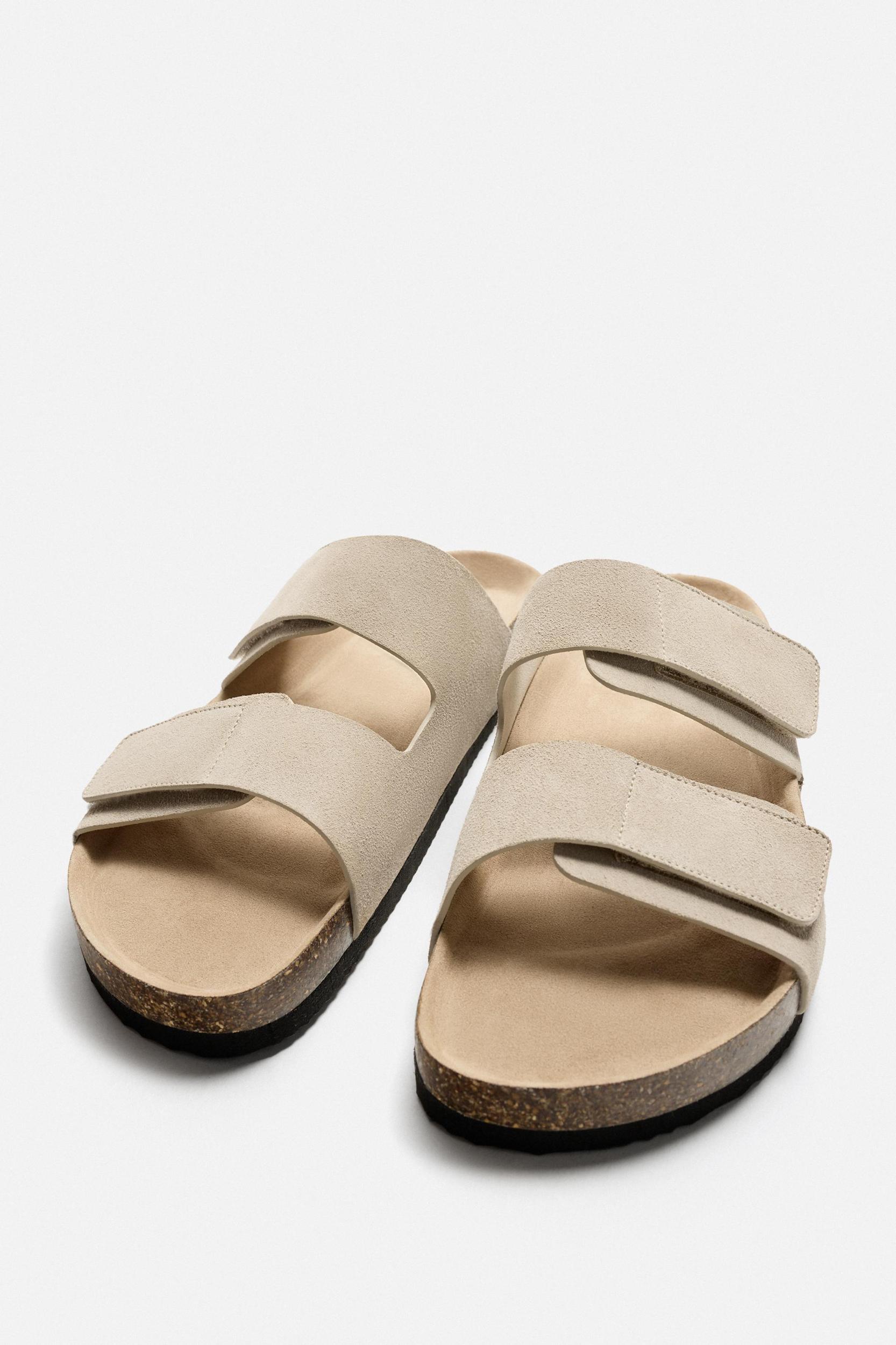DOUBLE STRAP LEATHER SANDALS Product Image
